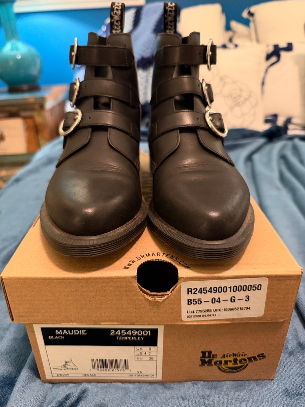 Dr. Martens Black Triple Buckle Leather Ankle Boots